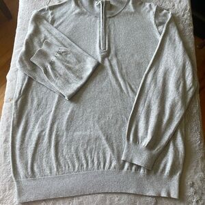 LL Bean cotton & cashmere Gray Quater zip Sweater size xxl